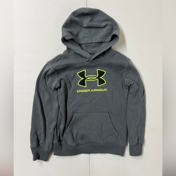 Under Armour Other - Under Armour Kid’s Dark Gray Hoodie with Yellow Logo